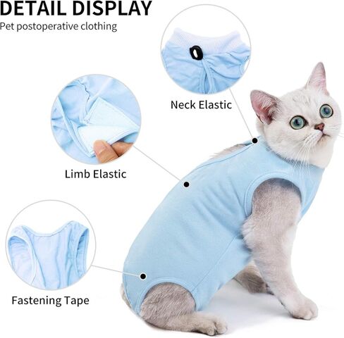 TORJOY Kitten Onesies، بدلة تعافي القطط لجروح البطن أو أمراض الجلد، بعد الجراحة، ارتداء مضاد لعق الجروح، بديل طوق إلكتروني مسامي للقطط باللون الأرجواني M in Kuwait