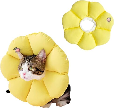 طوق شفاء قابل للتعديل، طوق إليزابيث ناعم ولطيف مقاوم للماء للقطط، طوق مخروطي، طوق هريرة وقائي للتعافي بعد الجراحة لمنع الخدش (ELC07-yellow-l) in Kuwait