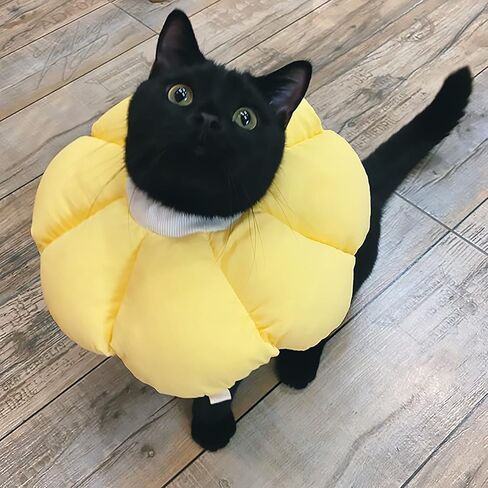 طوق شفاء قابل للتعديل، طوق إليزابيث ناعم ولطيف مقاوم للماء للقطط، طوق مخروطي، طوق هريرة وقائي للتعافي بعد الجراحة لمنع الخدش (ELC07-yellow-l) in Kuwait