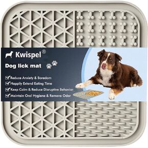 Kwispel لعق حصيرة للكلاب، حصيرة لعق الكلب مع أكواب الشفط للقلق، زبدة الفول السوداني الكلب لعق حصيرة تغذية بطيئة الاستغناء عن وسادة لعق للكلاب القطط الاستمالة الاستحمام والتدريب (رمادي) in Kuwait
