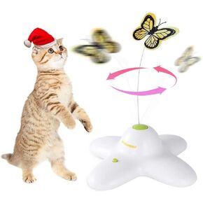 ALL FOR PAWS Interactive Cat Toy, Butter-Fly Cat Toys Interactive for Indoor Cats,Flutter Bug Cat Toys,Flutter Rotating Kitten Toys with 2 Replacements