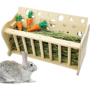 Hamiledyi Rabbit Hay Feeder Rack Large Size Wooden Holder Guinea Pig Hay Feeder Starry Sky Bunny Food Feeding Manger No Clutter Hamsters Grass Dispenser for Rabbits Guinea Pigs Bunnys Chinchilla in Kuwait