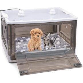 HKDQ Puppy Incubator,Puppy Incubator with Heating, Large PET Brooder Nursery, Kitten Incubator,Incubator for Puppies with Puppy Bed Mat (55L)