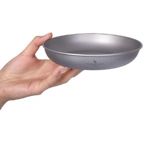 iBasingo Titanium Pan Dish Plate with Carry Mesh Bag Ultralight for Outdoor Camping Tableware Cookware Mess Kit 3 Size