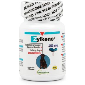 Vetoquinol Zylkene, Calming Capsules for Large Dogs, 450 mg, 30 Capsules in Saudi Arabia