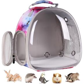 Bunny Carrier Backpack with Space Capsule Clear Bubble Window - Portable Small Animal Backpack Travel Pet Carrier Galaxy for Guinea Pig Rabbit Bearded Dragon Rat Lizard Hamster (Galaxy Pink) in Kuwait