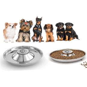 King International Stainless Steel 1 Hammered Slow Feeder Dog Bowl, Puppy Bowl,Puppy Food Bowl,Dog Bowl for Small Dogs,11.4'',Puppy Saucer,Puppy Supplies,Puppy Feeder,Puppy Feeding Bowls for Litters in Kuwait