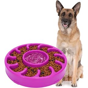 JASGOOD Slow Dog Bowl for Large Dogs,Anti-Gulping Dog Slow Feeder Stop Bloat,Slow Eating Big Pet Bowl (E-Drak Grey)