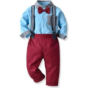 Joycebaby Toddler Boys Long Sleeve Gentleman Bowtie Overalls Outfit Suits Set in Kuwait