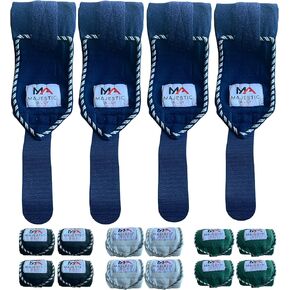 Majestic Ally Fleece Polo Leg Wraps with Braided Rope for Horses - Set of 4-10 Foot Long and 5 Inch Wide (Hunter Green)