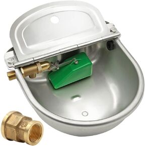 MACGOAL Stainless Steel Automatic Waterer Bowl with Brass Valve Float, Brass Connector and Drain Plug, Water Trough for Livestock Dog Goat Pig Waterer in Kuwait