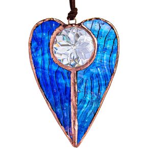 H&D HYALINE & DORA Stained Glass Window Hangings Heart Abstract Art Style Sun Catcher Windows Panels for Home Garden Party in Kuwait