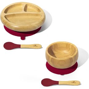 هدايا مافين: مجموعة هدايا إطعام الأطفال من أفانشي بيبي - وعاء شفط بامبو ستاي بوت مع ملعقة وماجوتا وخيزران مع ملعقة وماجنتا - للأطفال بعمر 6 أشهر وما فوق. in Kuwait