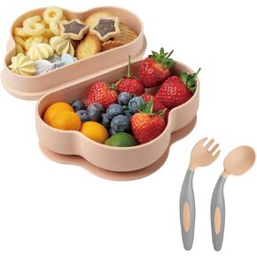 مجموعة تغذية الأطفال بالشفط من السيليكون من SUPERMAMA، أوعية وملاعق شفط من السيليكون 2 في 1، خالية من مادة BPA، تغذية ذاتية للرضع والأطفال الصغار مزودة بمصباح LED للفطام in Kuwait