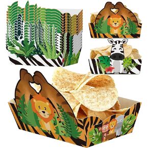24 قطعة من صواني الوجبات الخفيفة في الغابة سفاري من Caoekego، لوازم الحفلات، وعاء قوارب الطعام لحيوانات الغابة من أجل زينة العشاء الاستوائية في حفلات أعياد الميلاد وحفلات الزفاف وحفلات استقبال المولود الجديد in Kuwait