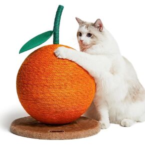 VETRESKA Cat Scratching Post, Large Cherry Cat Scratcher with Hammock, Tall Cat Scratch Interactive Toy with Natural Sisal Rope for Indoor Cats, Kittens