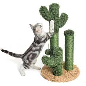 Pesofer Cactus Cat Scratching Post Cat Scratcher with 3 Scratching Poles and Dangling Ball for Kitten Medium in Kuwait