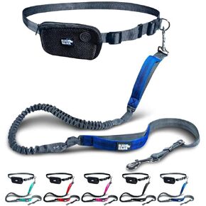 Black Rhino - Premium Hands Free Dog Leash for Running Walking Jogging & Hiking - Adjustable Length Dual Handle Bungee Leash Medium – Large Dogs Neoprene Padded Handles - Running Pouch Included Aqua