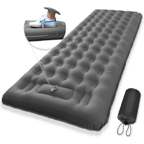 MEETPEAK Extra Thick 5 inch Inflatable Sleeping Pad for Camping, Ultralight Compact Sleeping Mat Built-in Foot Pump for Hiking Backpacking Traveling, Portable Camping Air Mattress