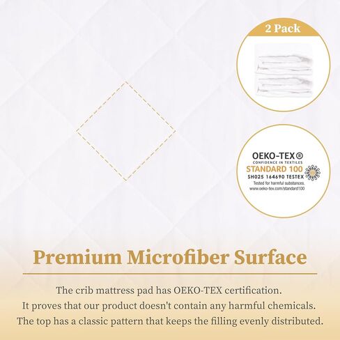 Safe and Sound 2 Pack Bamboo Viscose Crib Mattress Protector, Waterproof Quilted Crib Mattress Pads, Soft Breathable Bamboo Viscose Rayon Baby Mattress Cover (28x52 Inches, Bamboo Viscose) in Kuwait