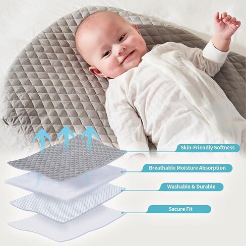 واقي مرتبة VaVaSoo Bassinet، مقاس 31 بوصة × 18 بوصة - مناسب لـ Dream on Me، Ingenuity، Chicco، ملاءة سرير فائقة النعومة للأطفال البنات والصبيان، مرتبة علوية قابلة للتنفس، مرنة، عبوتين، وردي وأبيض in Kuwait