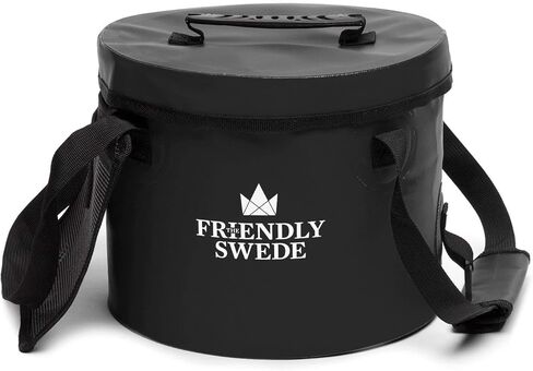 دلو سويدي صديق قابل للطي مع غطاء، دلو قابل للطي للتخييم والسفر والبستنة، دلو مياه محمول مع جيب شبكي لأدوات يدوية، حاوية مياه قابلة للطي، حاوية مياه للتخييم in Kuwait