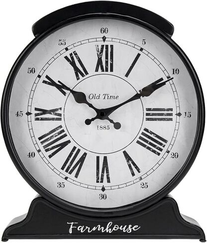 سوفي ديزاين ساعة رف معدنية 9.5 انش مع قاعدة سوداء عتيقة بتصميم ارقام رومانية لرف الموقد وتزيين الطاولة وساعة الطاولة in Kuwait
