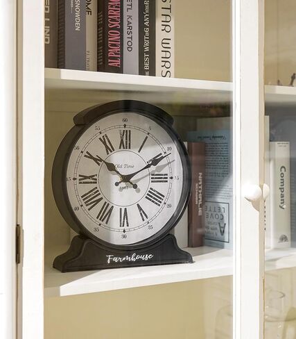 سوفي ديزاين ساعة رف معدنية 9.5 انش مع قاعدة سوداء عتيقة بتصميم ارقام رومانية لرف الموقد وتزيين الطاولة وساعة الطاولة in Kuwait
