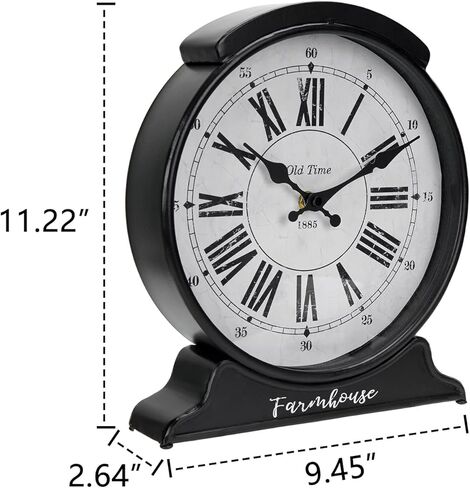 سوفي ديزاين ساعة رف معدنية 9.5 انش مع قاعدة سوداء عتيقة بتصميم ارقام رومانية لرف الموقد وتزيين الطاولة وساعة الطاولة in Kuwait
