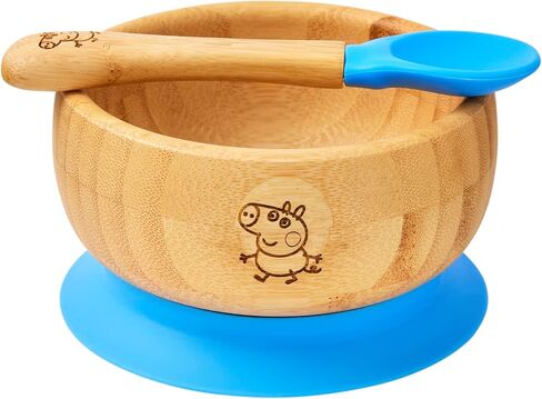 وعاء شفط من الخيزران X Peppa Pig للرضع والأطفال الصغار للتغذية والفطام | شفط متميز | أوعية شفط للأطفال من الخيزران من عمر 6 أشهر (جورج بيج) in Kuwait