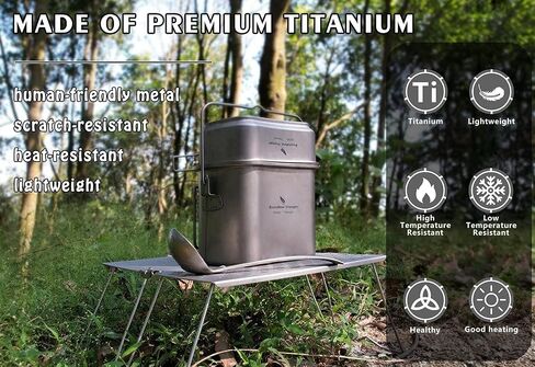 Boundless Voyage Titanium Mess Kit Hanging Pot Cup with Lid Folding Handles Outdoor Camping Cooking Set Ultralight Portable Tableware Cookware in Saudi Arabia