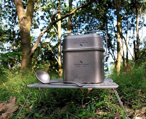 Boundless Voyage Titanium Mess Kit Hanging Pot Cup with Lid Folding Handles Outdoor Camping Cooking Set Ultralight Portable Tableware Cookware in Saudi Arabia
