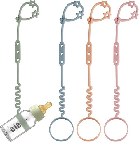 Toy Safety Straps, 4 Pack Silicone Sippy Cup Straps, Sippy Cup Leash for Baby, Keep Bottles and Sippy Cups Close at Hand and Off the Ground or Floor (4PACK, Sage/Ether/Blush/Muted) in Saudi Arabia