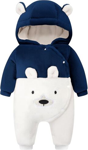 بدلة ثلج من الصوف للأطفال من WYTbaby، بذلة سميكة بقلنسوة للأطفال البنات والأولاد ملابس الرضع in Kuwait