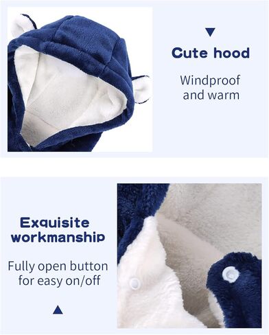 بدلة ثلج من الصوف للأطفال من WYTbaby، بذلة سميكة بقلنسوة للأطفال البنات والأولاد ملابس الرضع in Kuwait