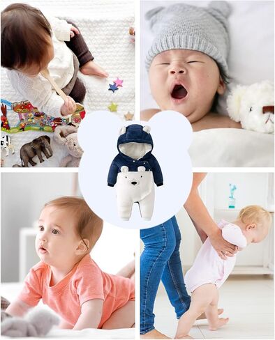 بدلة ثلج من الصوف للأطفال من WYTbaby، بذلة سميكة بقلنسوة للأطفال البنات والأولاد ملابس الرضع in Kuwait