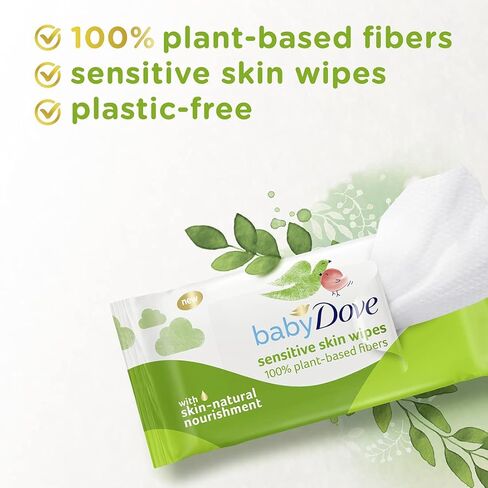 مناديل بيبي دوف المبللة للأطفال للبشرة الحساسة مع ألياف نباتية 100% لا تسبب الحساسية، 63 منديل مبلل in Kuwait