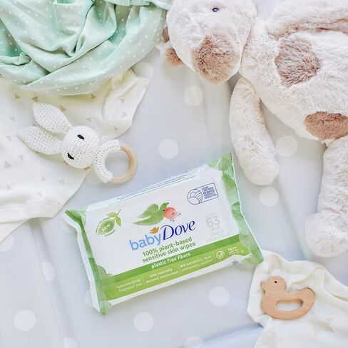 مناديل بيبي دوف المبللة للأطفال للبشرة الحساسة مع ألياف نباتية 100% لا تسبب الحساسية، 63 منديل مبلل in Kuwait