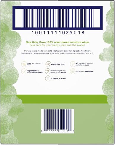 مناديل بيبي دوف المبللة للأطفال للبشرة الحساسة مع ألياف نباتية 100% لا تسبب الحساسية، 63 منديل مبلل in Kuwait