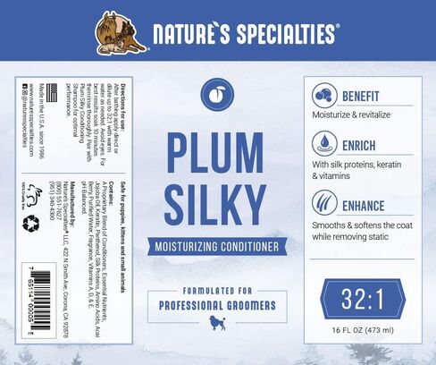 Nature's Specialties Plum Silky Dog Conditioner Concentrate for Pets, Natural Choice for Professional Groomers, Keratin and Silk Proteins, Made in USA, 16 oz in Kuwait