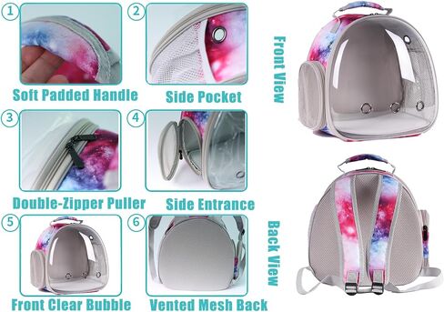 Bunny Carrier Backpack with Space Capsule Clear Bubble Window - Portable Small Animal Backpack Travel Pet Carrier Galaxy for Guinea Pig Rabbit Bearded Dragon Rat Lizard Hamster (Galaxy Pink) in Kuwait