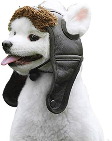Leconpet Dog Aviator Hat, Dog Winter Pilot Hat with Ear Flaps for Cold Weather (M, Black) in Kuwait