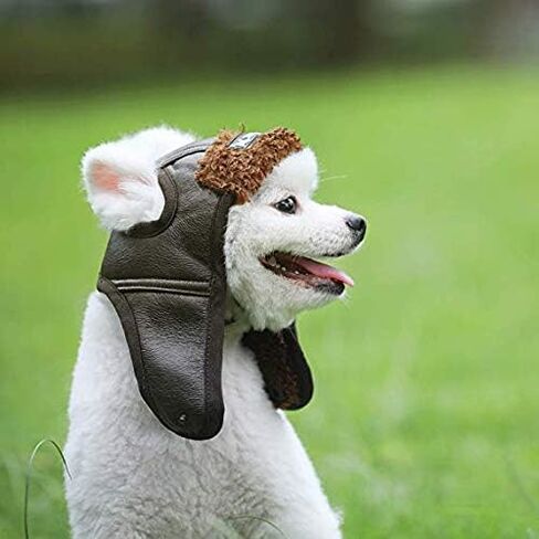 Leconpet Dog Aviator Hat, Dog Winter Pilot Hat with Ear Flaps for Cold Weather (M, Black) in Kuwait