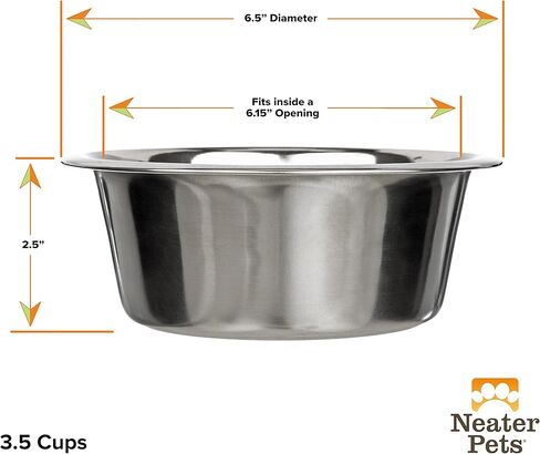 Neater Pet Brands Stainless Steel Dog and Cat Bowls - Neater Feeder Deluxe or Express Extra Replacement Bowl (Metal Food and Water Dish) (1.5 Cup Deep) in Kuwait