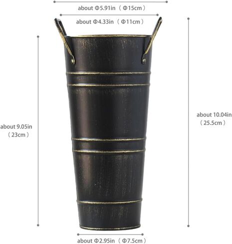 حامل مظلة معدني دائري من ام اتش اف او يو، حامل مظلة قائم بذاته مع مقبض، رف تخزين بتصميم دلو زهور للمدخل والمنزل والمكتب والفندق in Kuwait