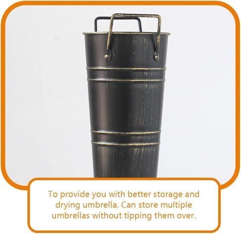 حامل مظلة معدني دائري من ام اتش اف او يو، حامل مظلة قائم بذاته مع مقبض، رف تخزين بتصميم دلو زهور للمدخل والمنزل والمكتب والفندق in Kuwait