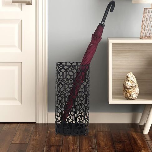 Edeco مظلة معدنية حامل مظلة مربعة ذهبية رف للعصا عصي للمشي المظلات ديكور المنزل والمكتب مع علبة تنقيط in Kuwait