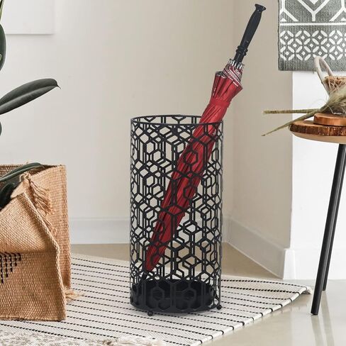 Edeco مظلة معدنية حامل مظلة مربعة ذهبية رف للعصا عصي للمشي المظلات ديكور المنزل والمكتب مع علبة تنقيط in Kuwait