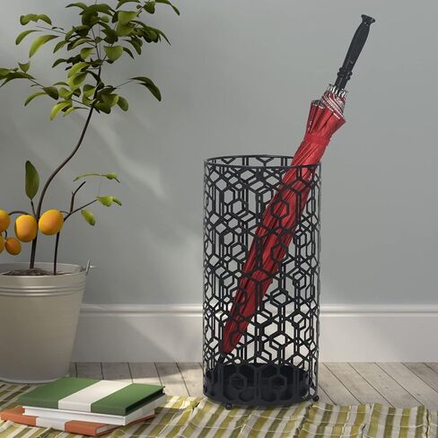 Edeco مظلة معدنية حامل مظلة مربعة ذهبية رف للعصا عصي للمشي المظلات ديكور المنزل والمكتب مع علبة تنقيط in Kuwait