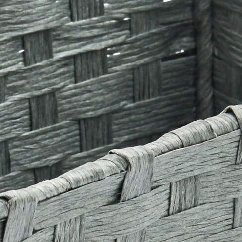 ايزوواير سلال تخزين منسوجة من 3 قطع، صناديق تنظيم متعددة الاغراض بمقابض للرفوف والحمام والمخزن والاكسسوارات - حبل ورقي رمادي in Kuwait